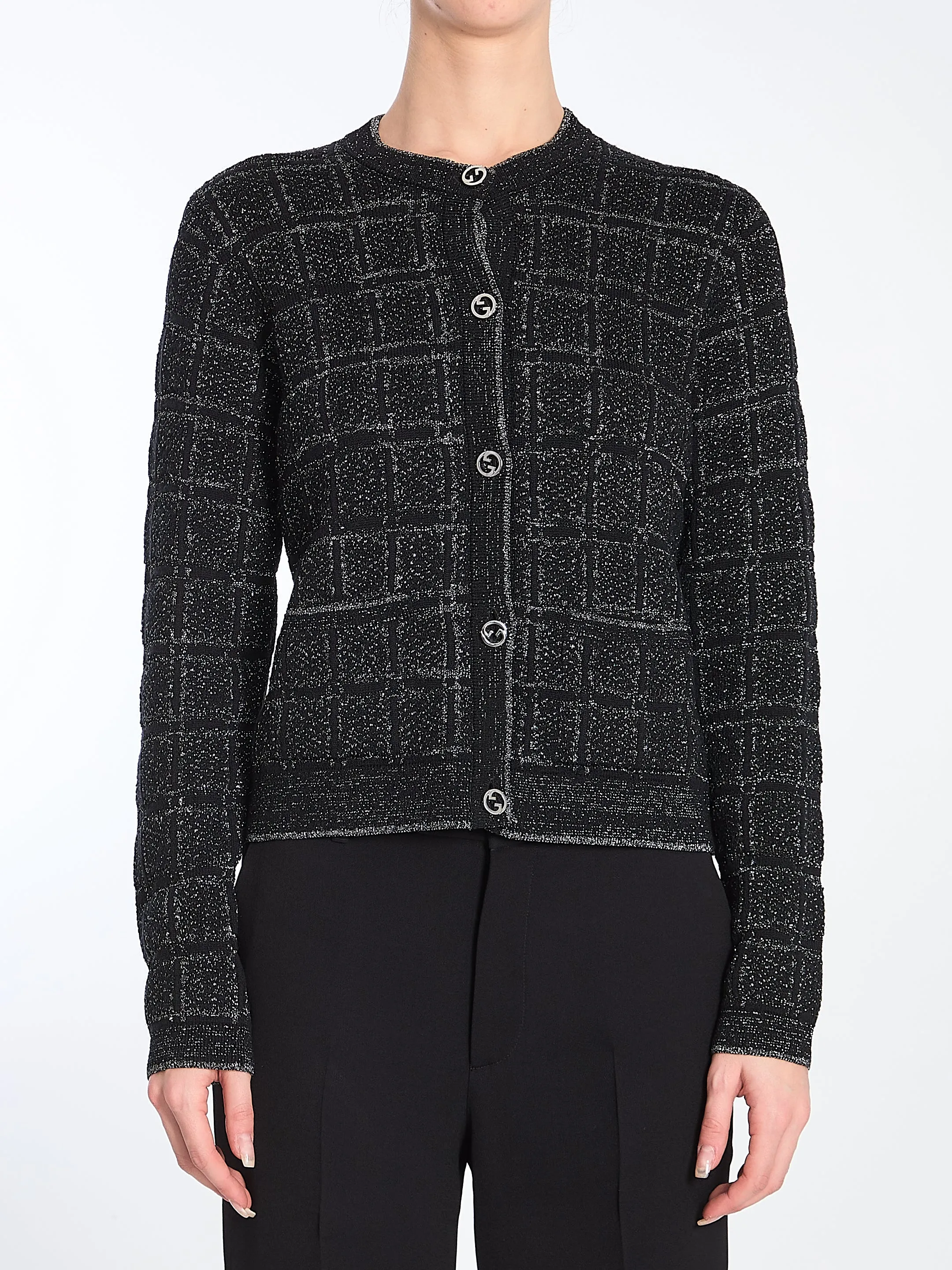 Gucci Wool And Lamé Check Cardigan