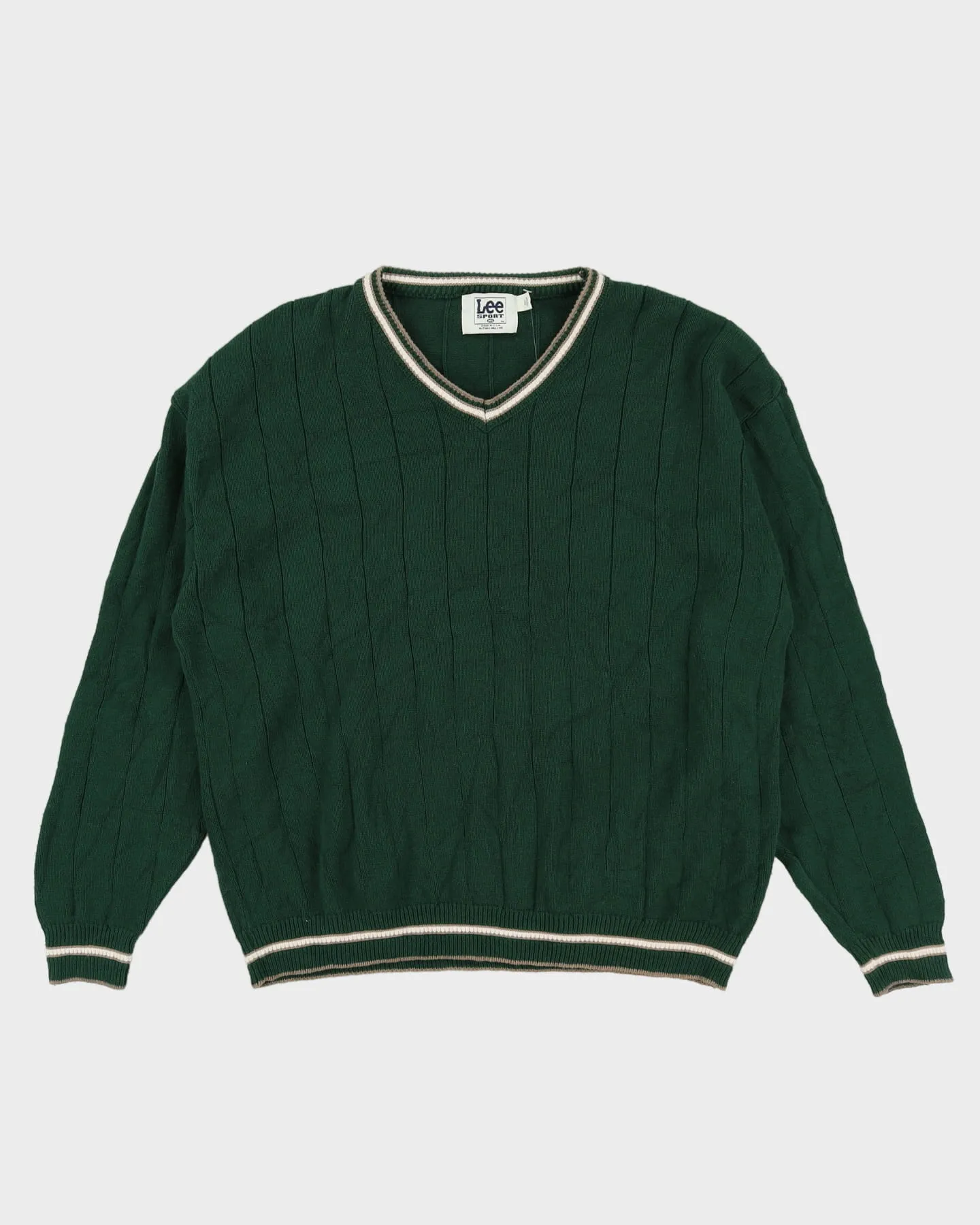 Lee Sport Green V-Neck Knitted Jumper - XXL