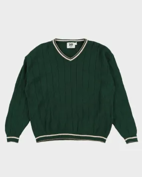 Lee Sport Green V-Neck Knitted Jumper - XXL