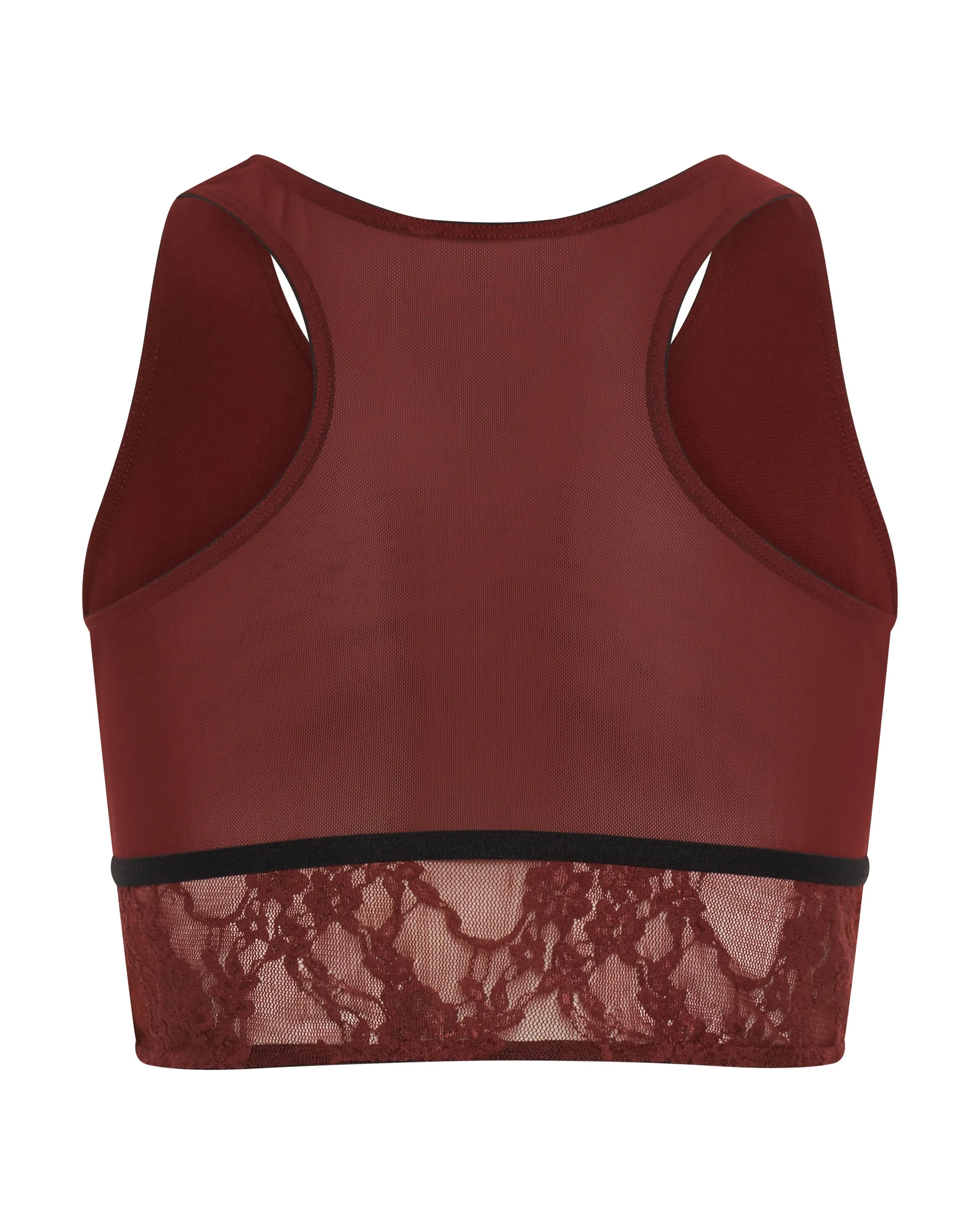 Lulu Mesh And Lace Bralette - Wine