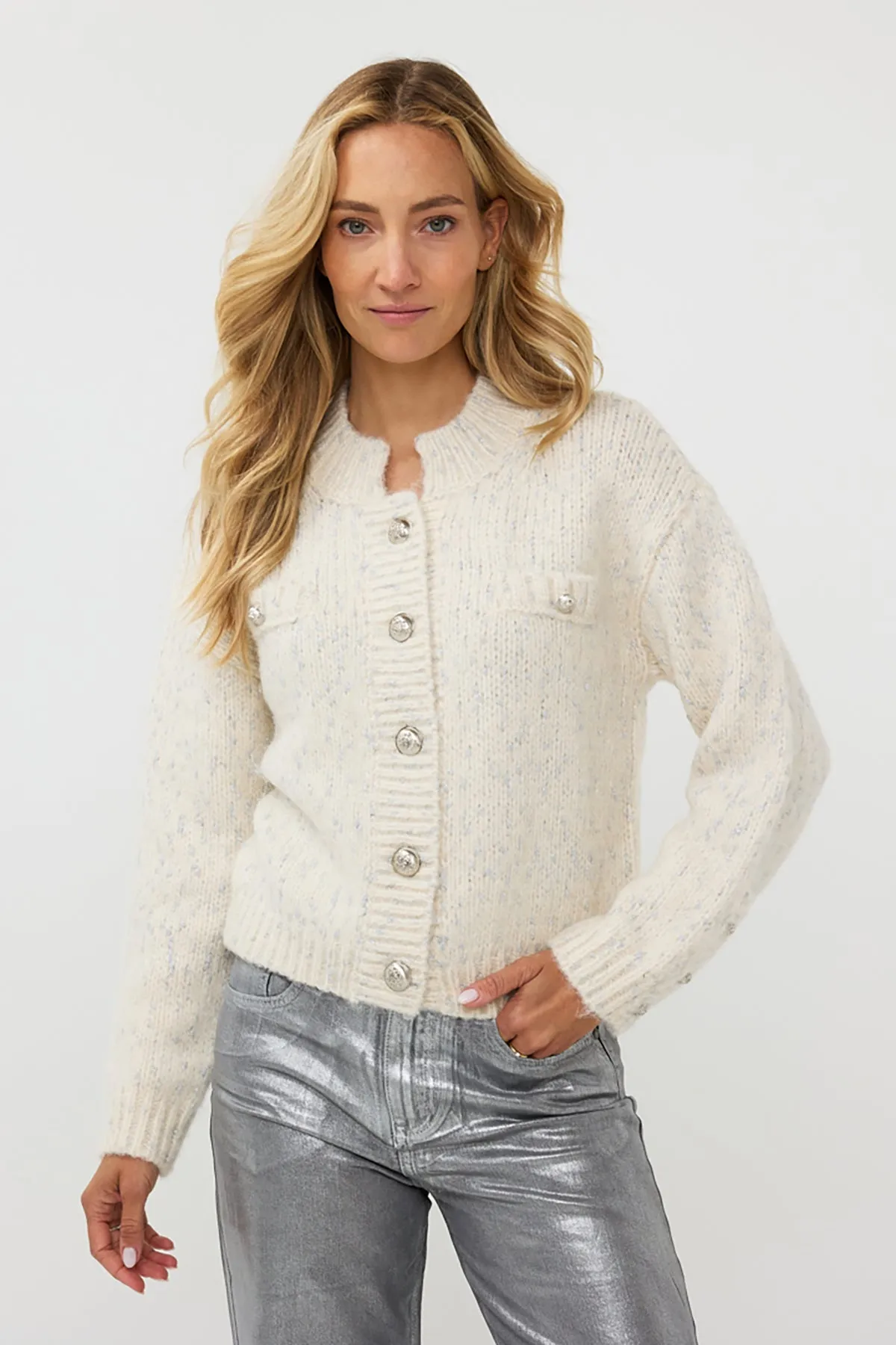 Lurex Button Cardigan
