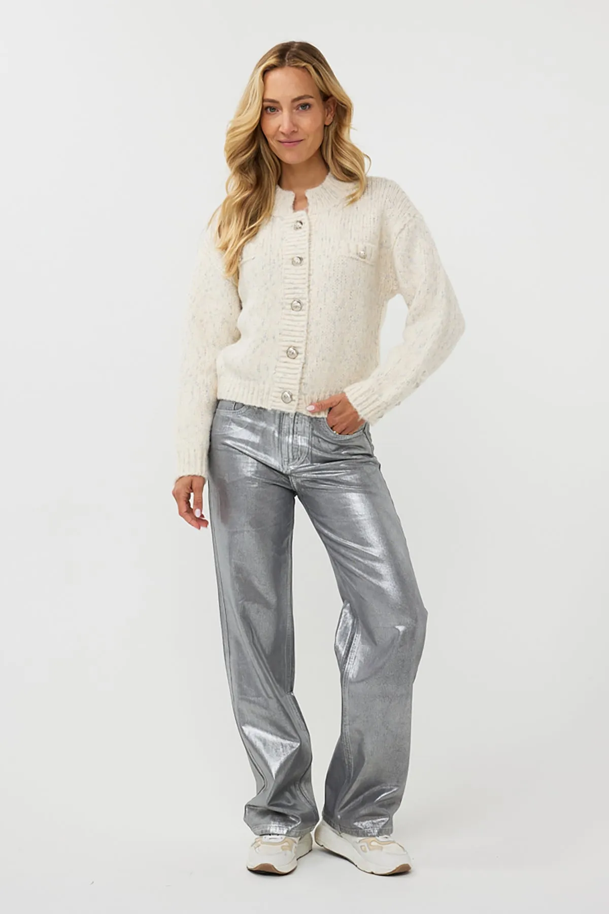 Lurex Button Cardigan