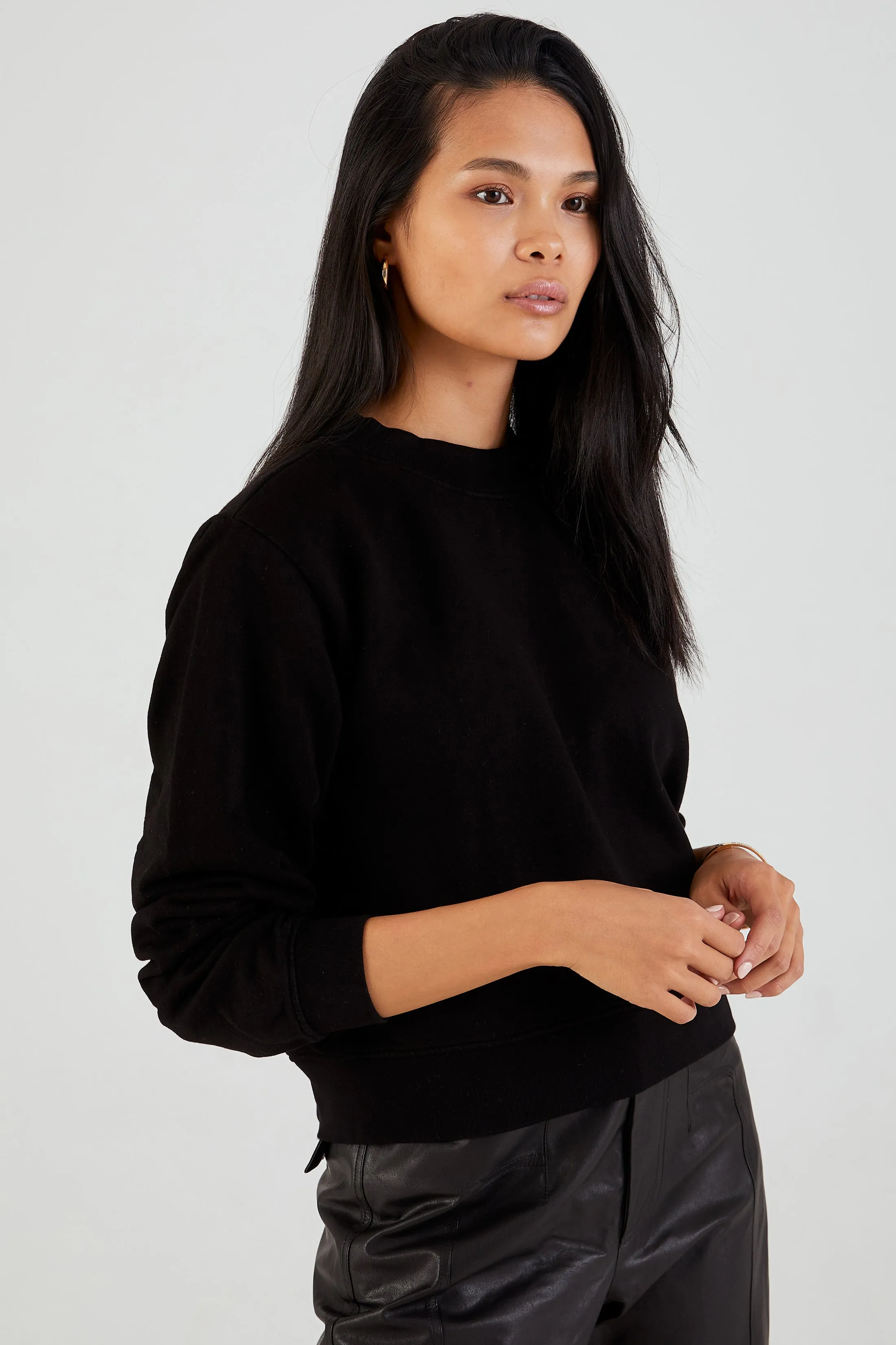 Milan Crewneck Sweatshirt in Jet Black