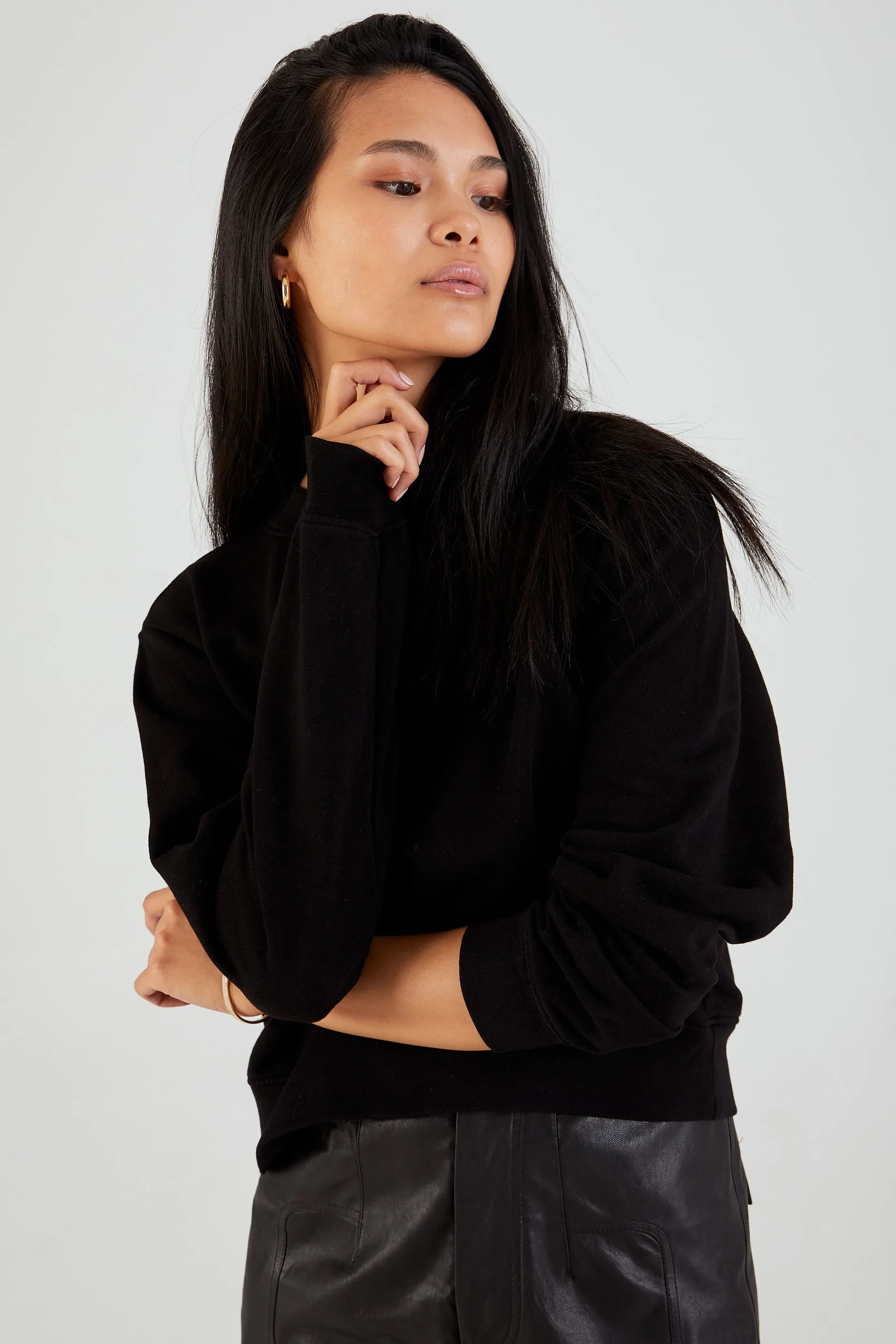 Milan Crewneck Sweatshirt in Jet Black