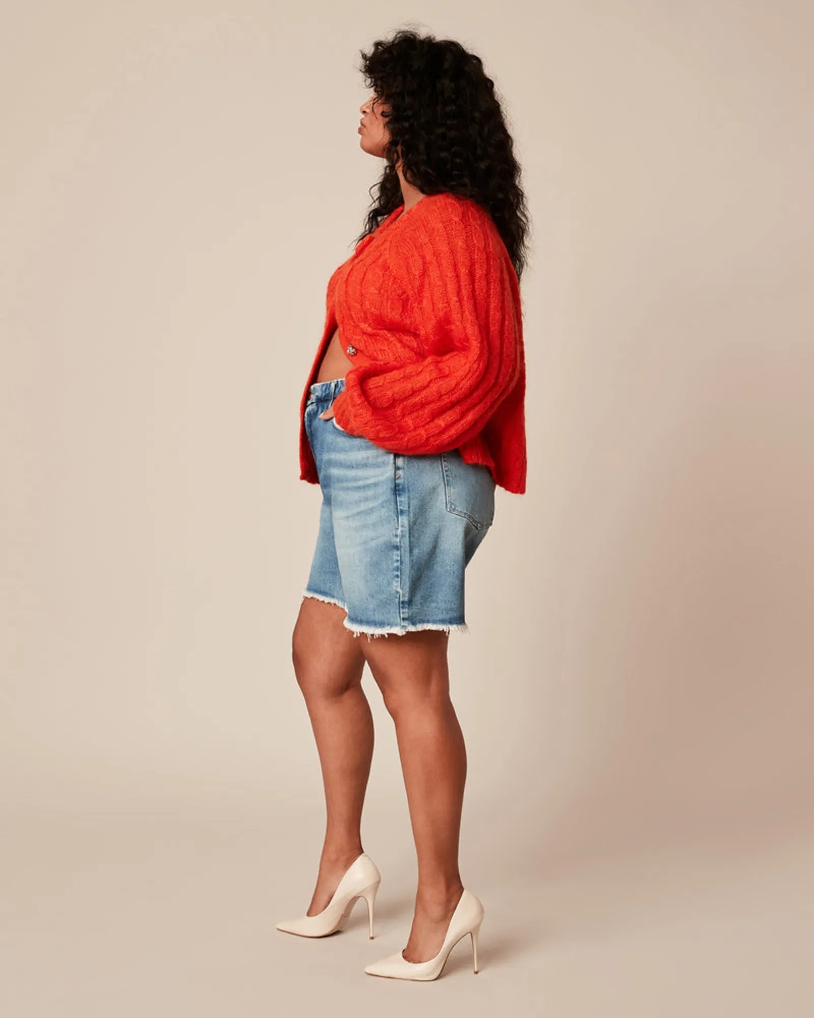 Mohair Cable Cardigan | Orange