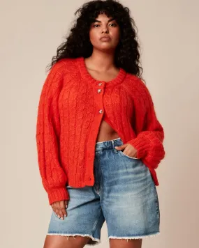 Mohair Cable Cardigan | Orange