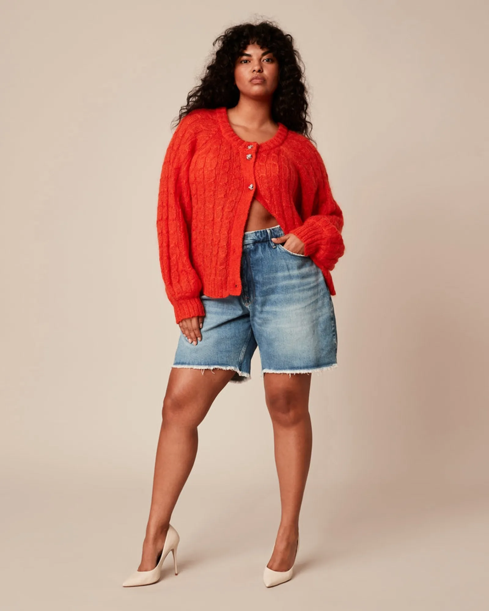 Mohair Cable Cardigan | Orange