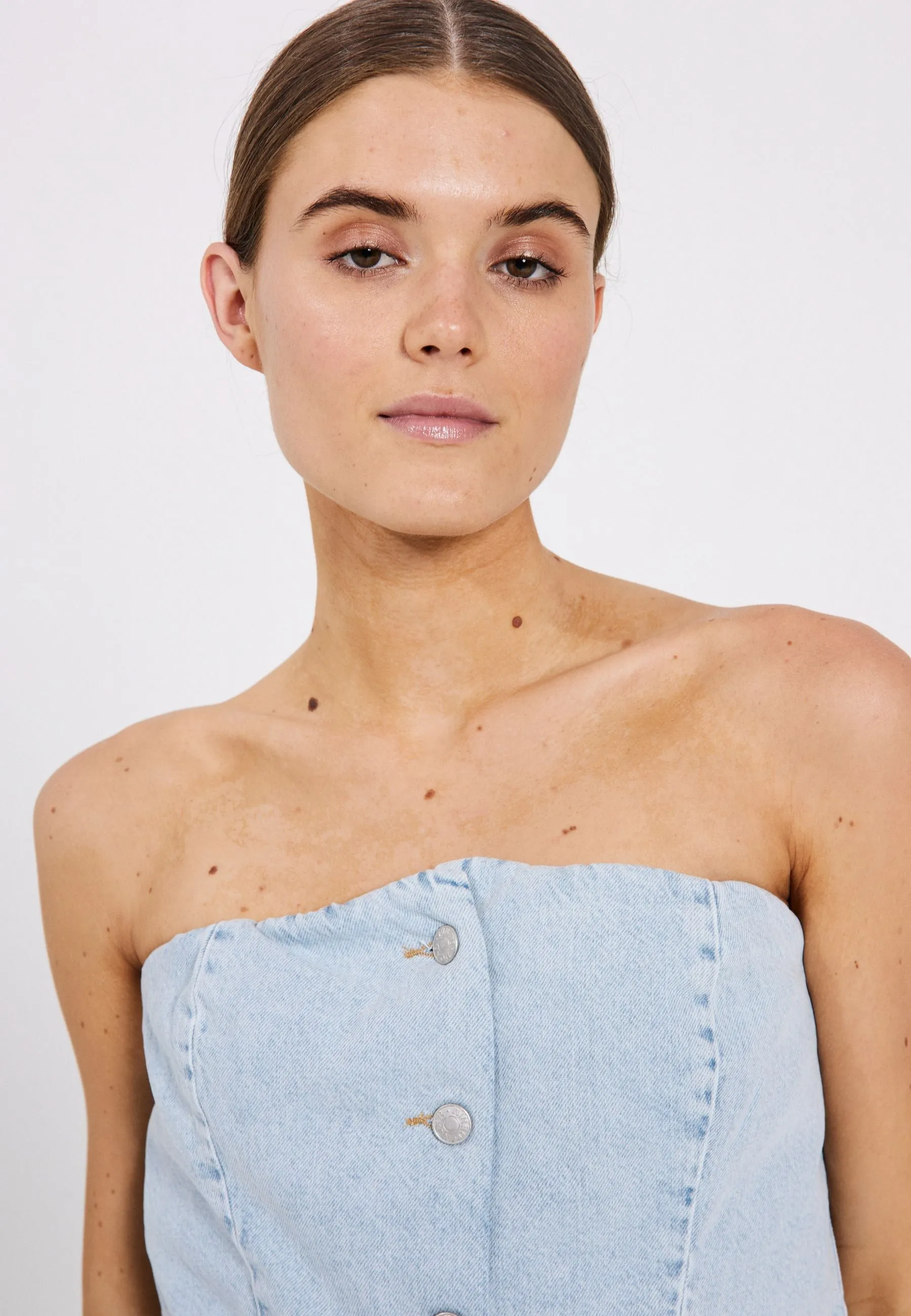 Ninni tube denim top - Blue light wash