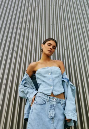 Ninni tube denim top - Blue light wash