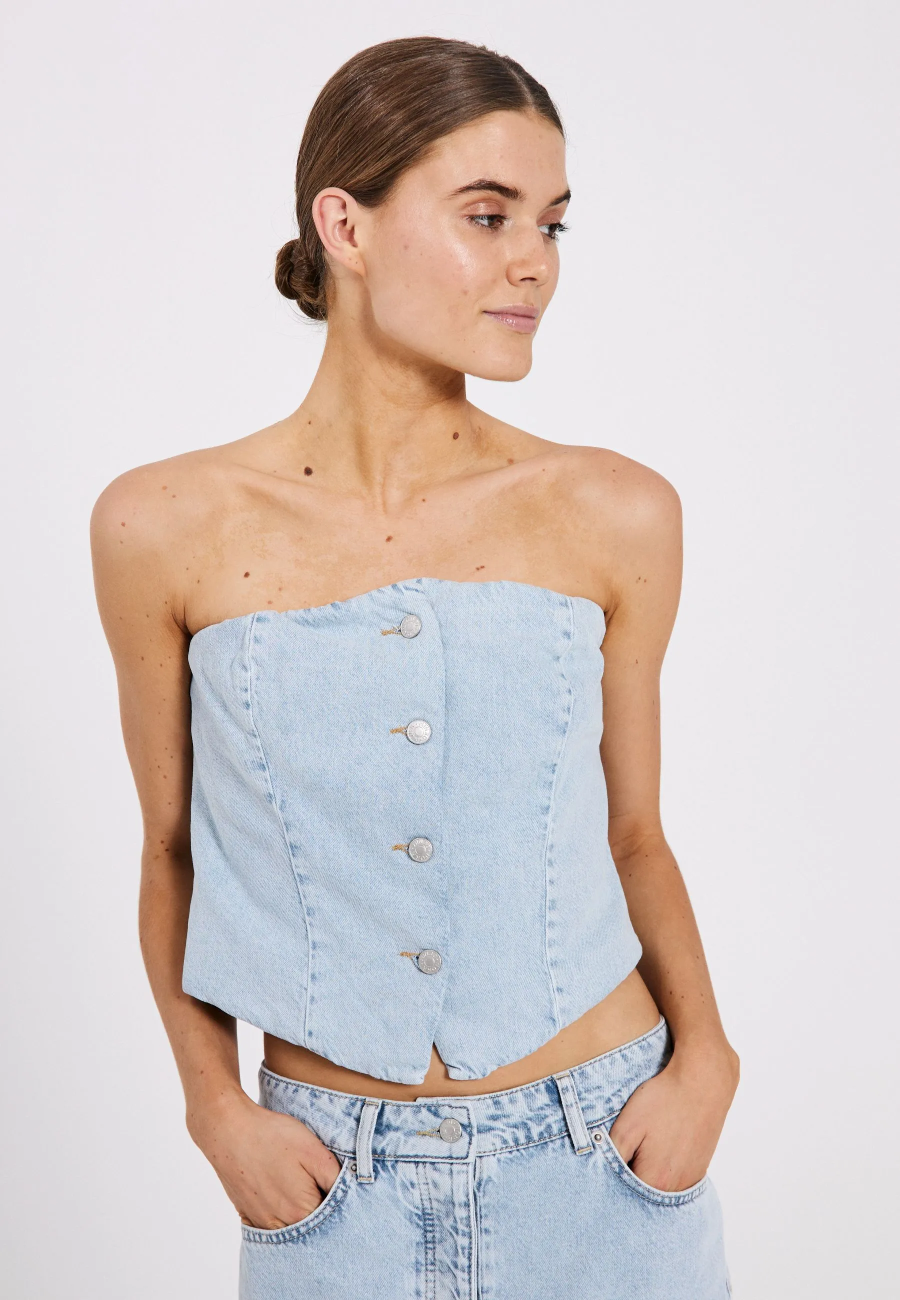 Ninni tube denim top - Blue light wash