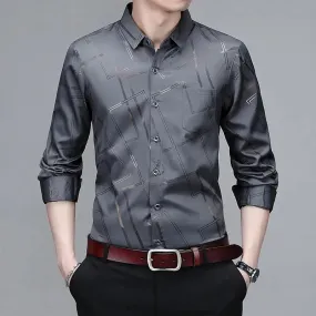 Non-Iron Wrinkle-Resistant Men's Long Sleeve Printed Shirt