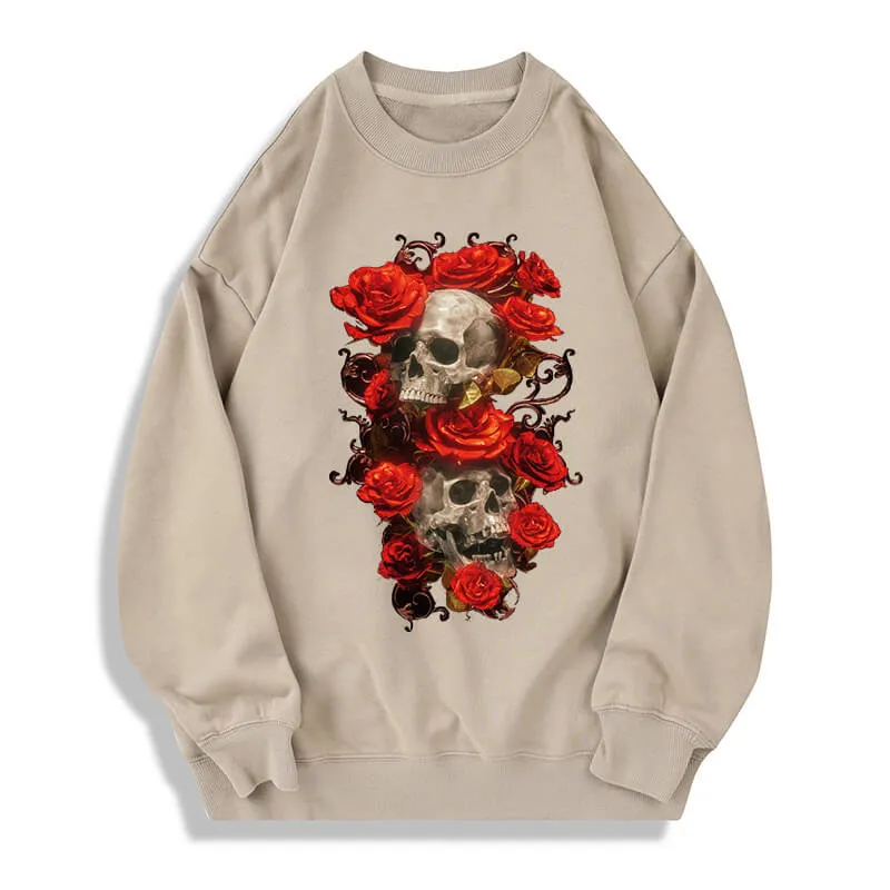 Passionate Rose Cotton Skull Sweatshirt
