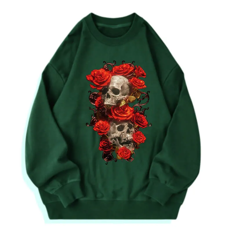 Passionate Rose Cotton Skull Sweatshirt