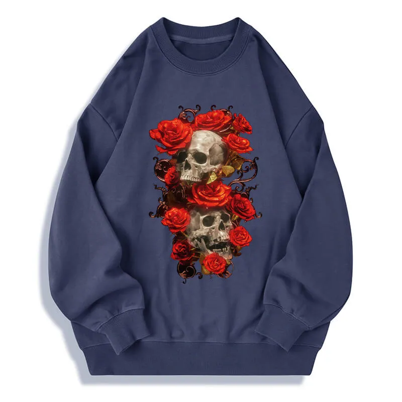 Passionate Rose Cotton Skull Sweatshirt