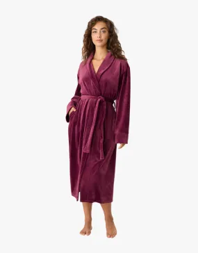 PJ Salvage Velvety Velour Robe in Bordeaux