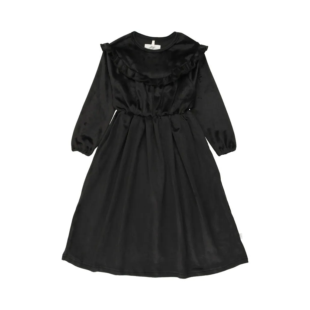 Pouf Black Velour Ruffle Robe