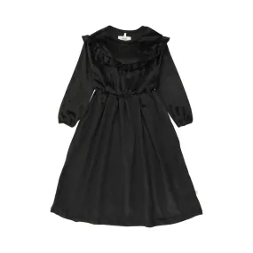 Pouf Black Velour Ruffle Robe