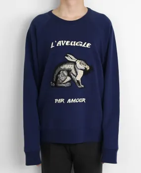 Rabbit embroidered Cotton Sweatshirt