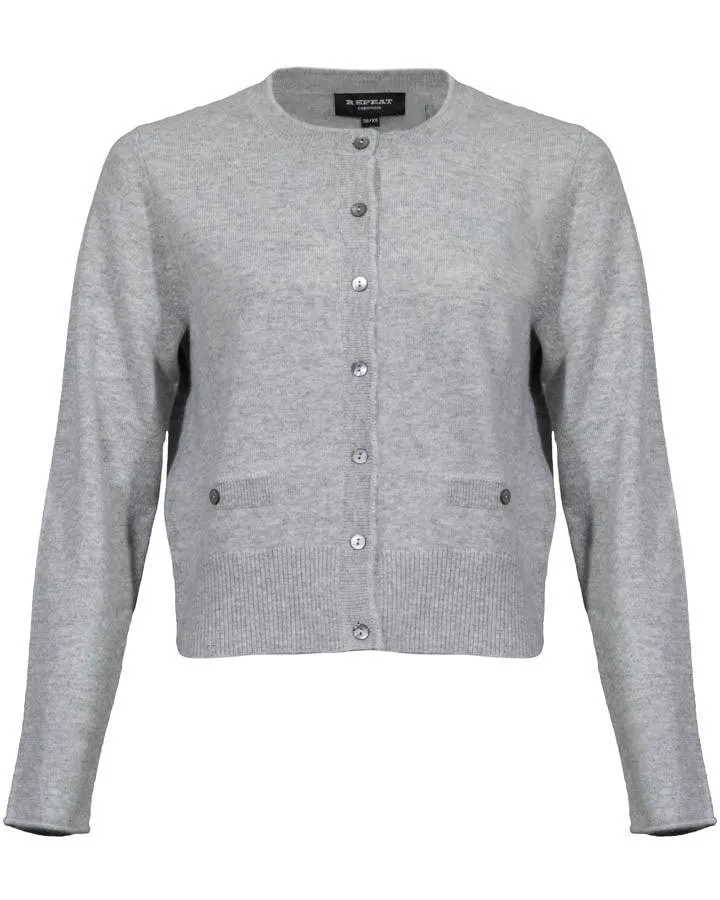 Repeat Cashmere Silver Grey Cardigan