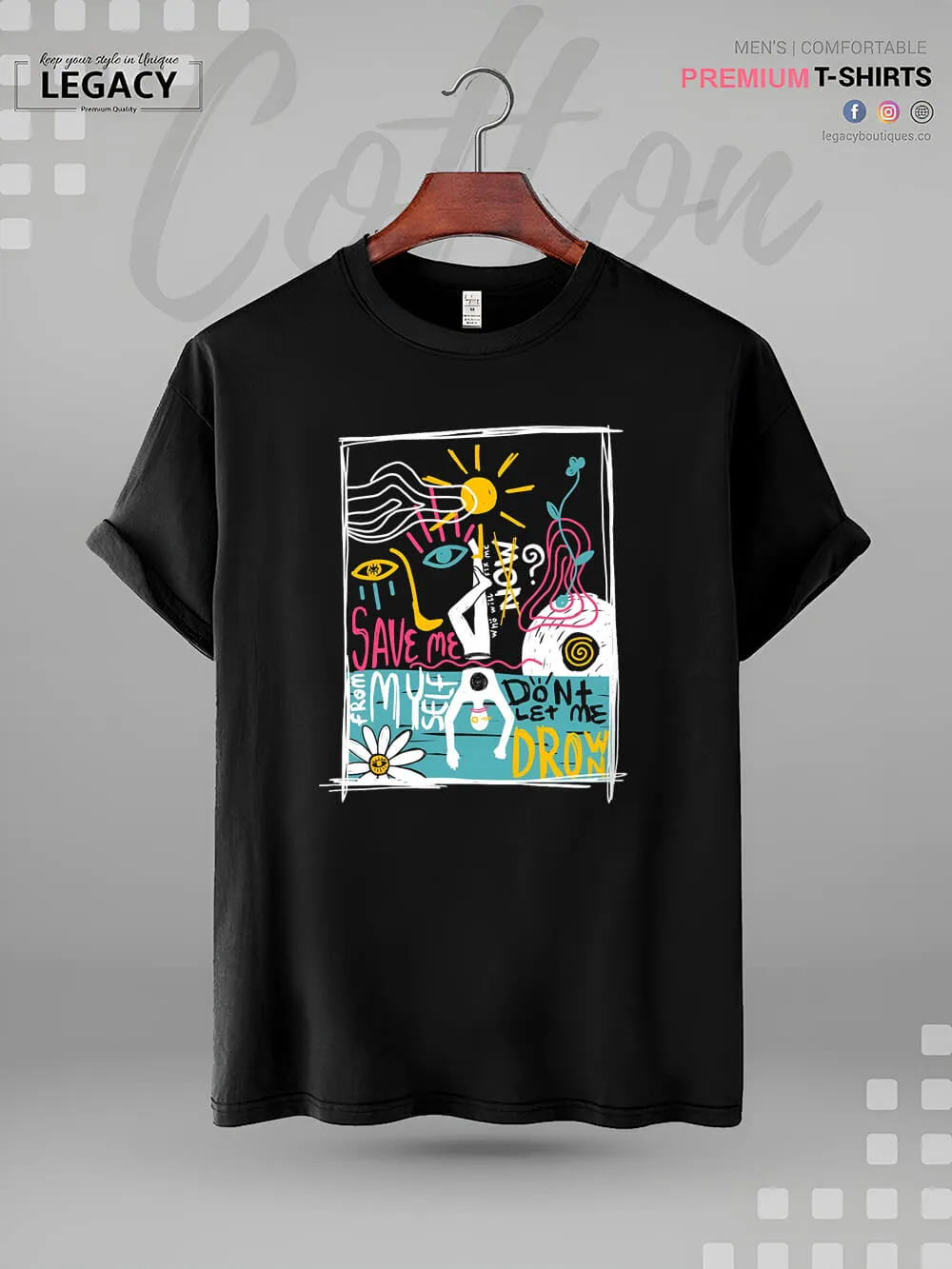 Save Me From Myself Don't Let Me Drown Print Men's High Quality Tee In Resonable Price