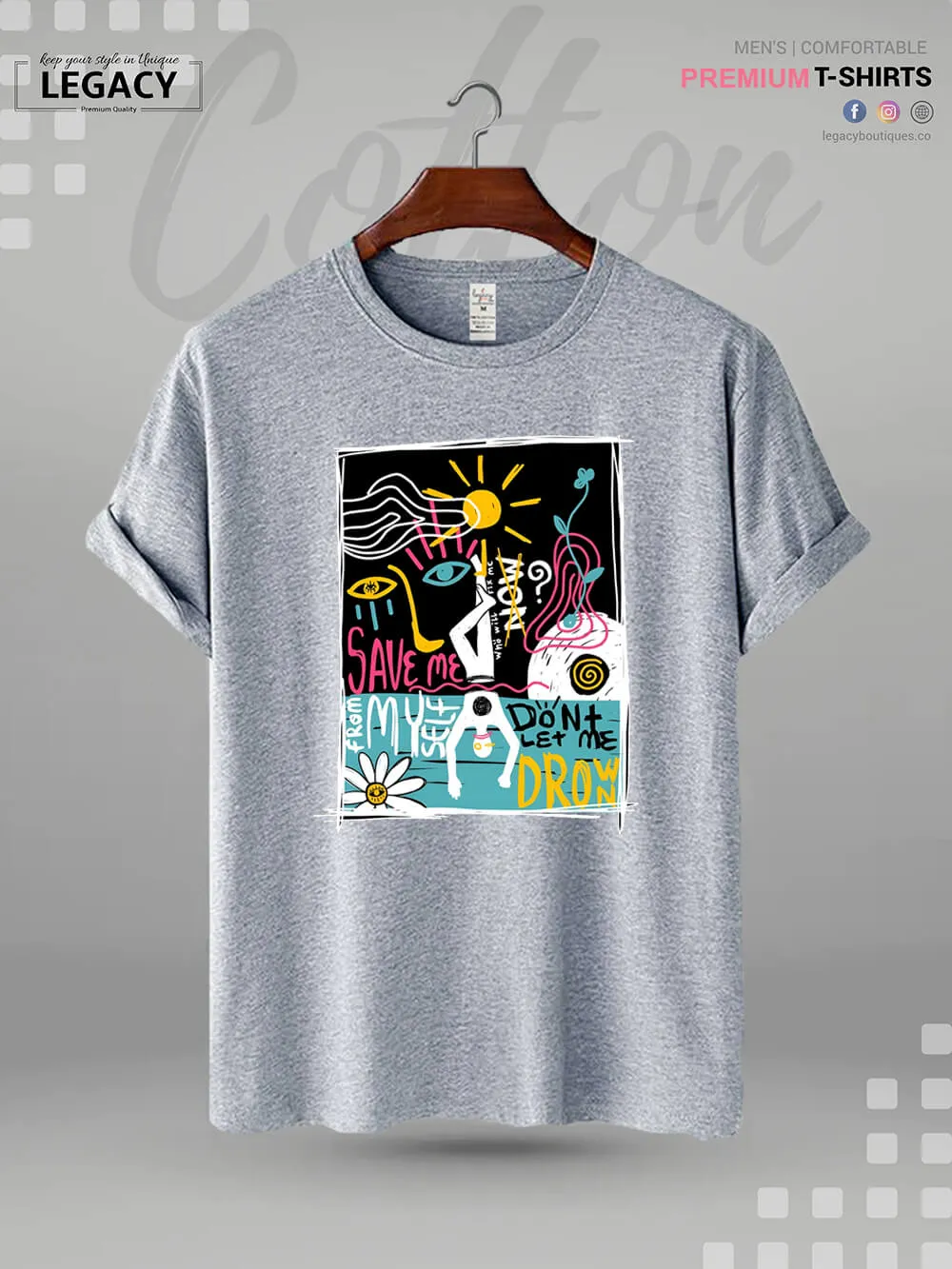 Save Me From Myself Don't Let Me Drown Print Men's High Quality Tee In Resonable Price