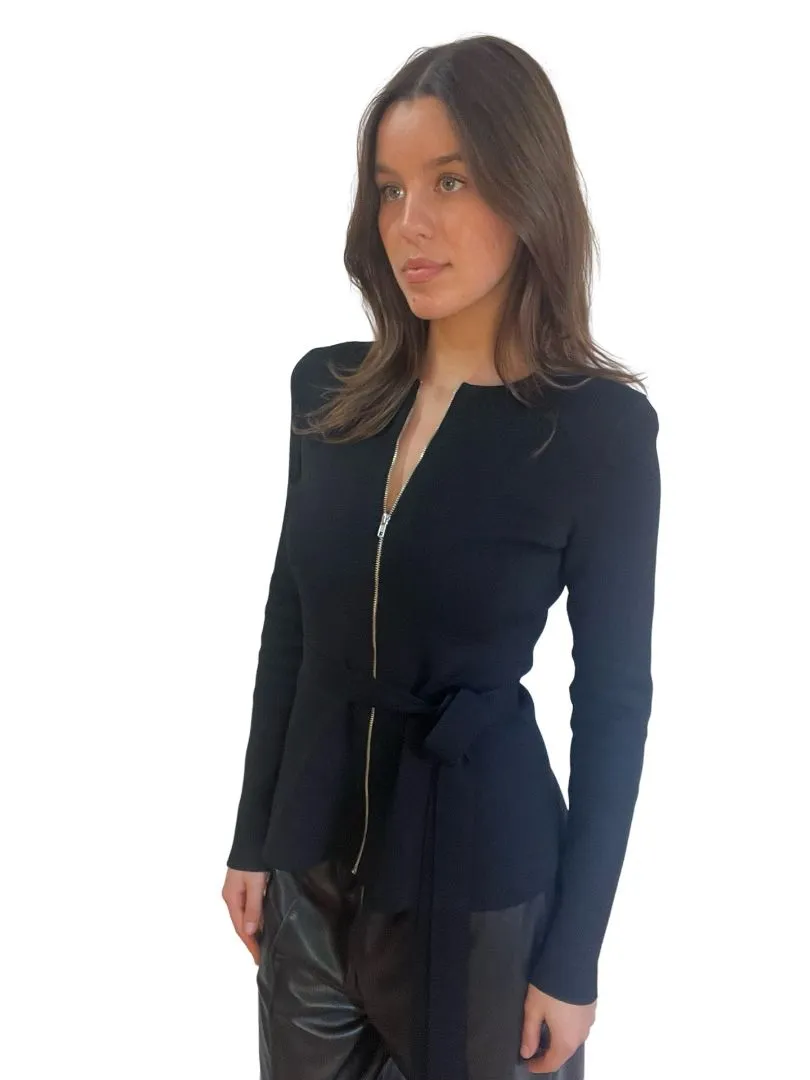 Scanlan Theodore Black Long Sleeve Round Neck Cardigan. Size: S