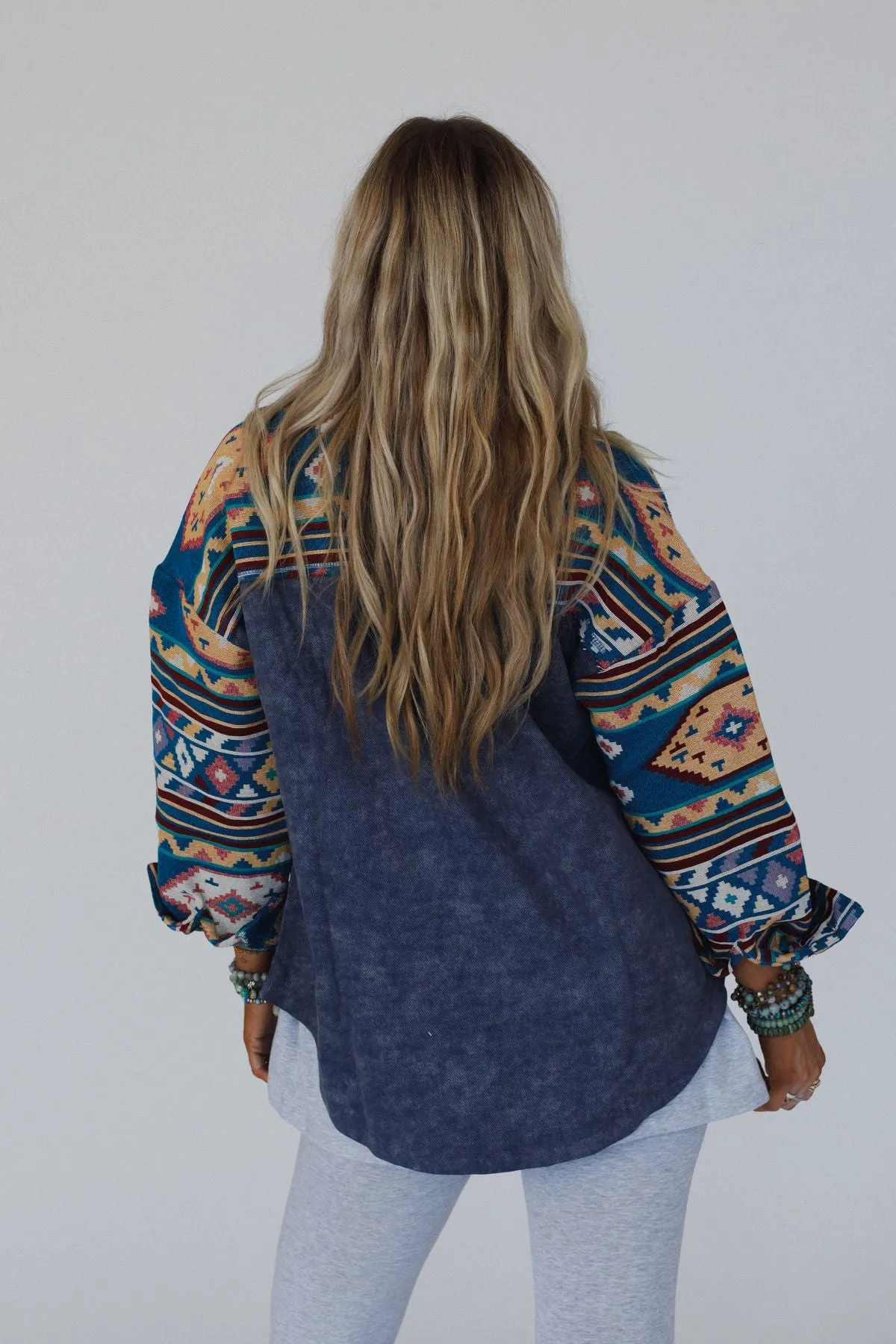 Scout Printed Sleeve Jacket - Denim
