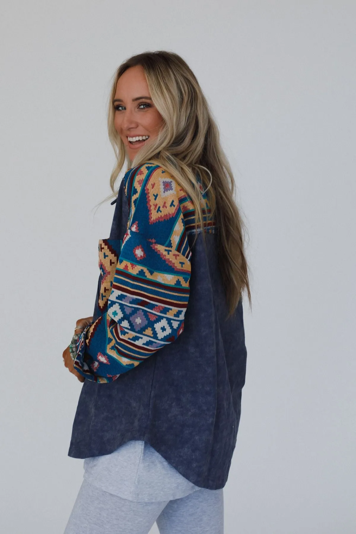 Scout Printed Sleeve Jacket - Denim