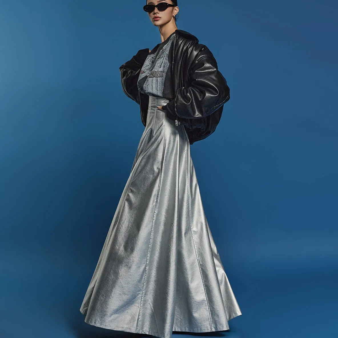 SK9256 High-Waist Leather Skirt