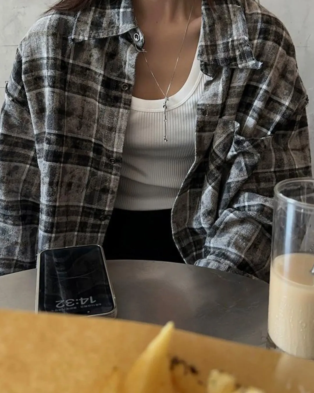 Street Dark Grey Plaid Shirt JMH0048