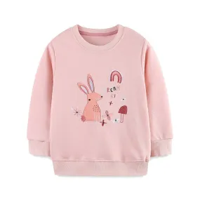 Toddler/Kid Girl Dream Big Bunny Embroidery Pink Sweatshirt