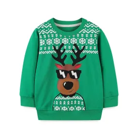 Toddler/Kid's Cool Moose Design Holiday Sweatshirt