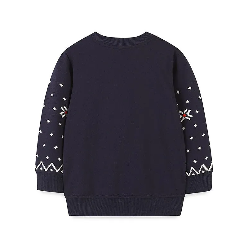 Toddler/Kid's Long Sleeve Cotton Sweatshirt with Christmas Design