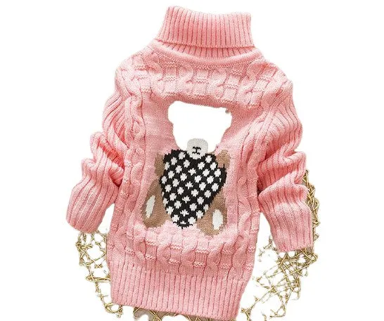 Unisex Cartoon Bear Design Warm Knitted Jumper For Kids