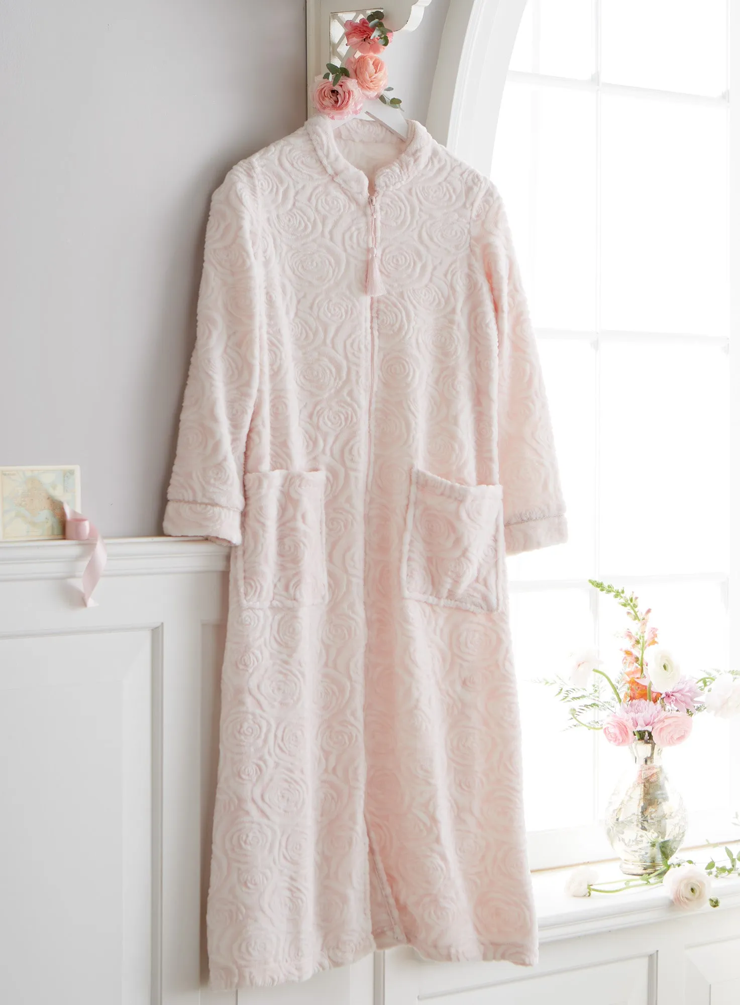 Velour Embossed Rose Robe FINAL SALE (No Returns)