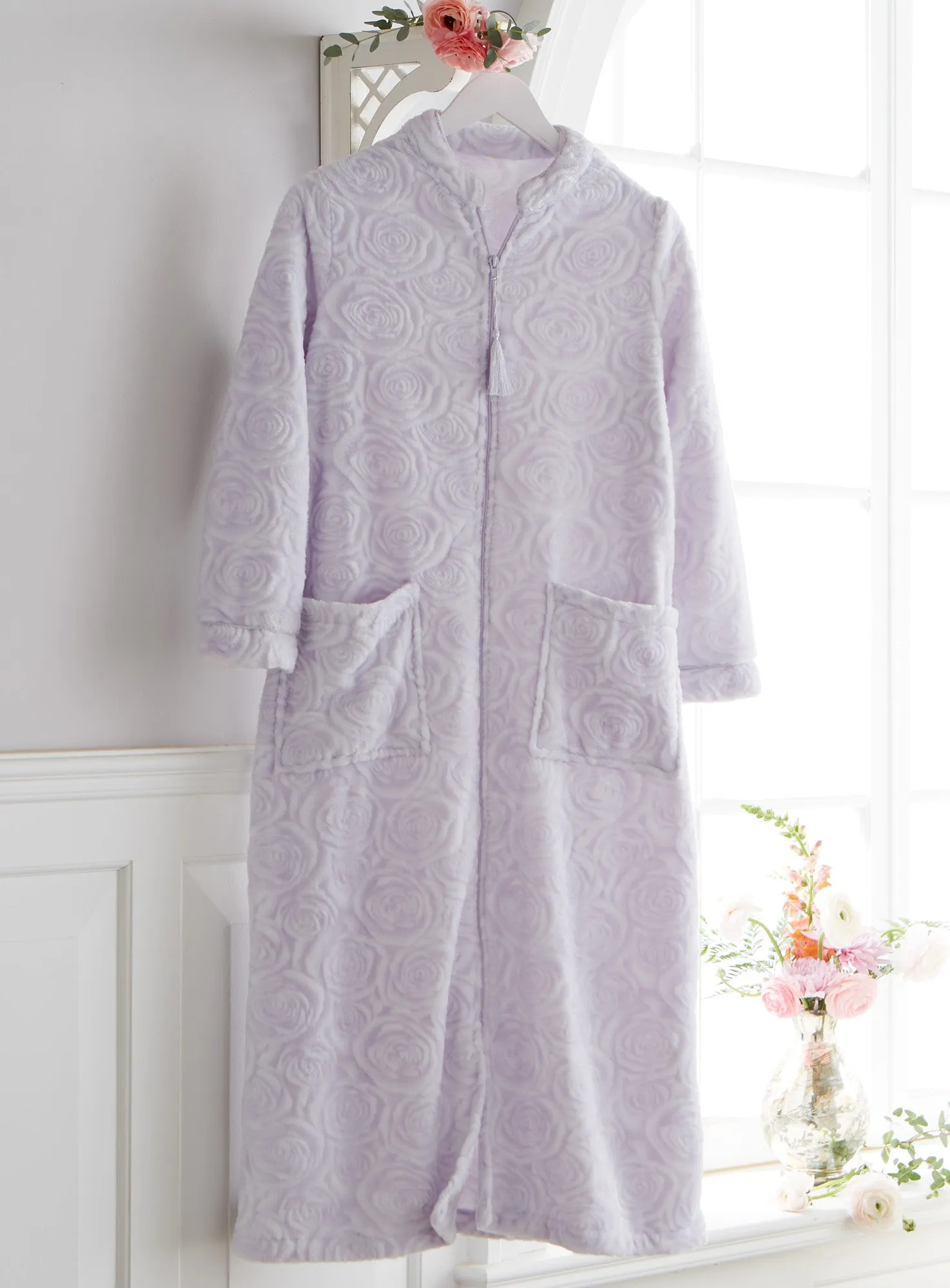Velour Embossed Rose Robe FINAL SALE (No Returns)