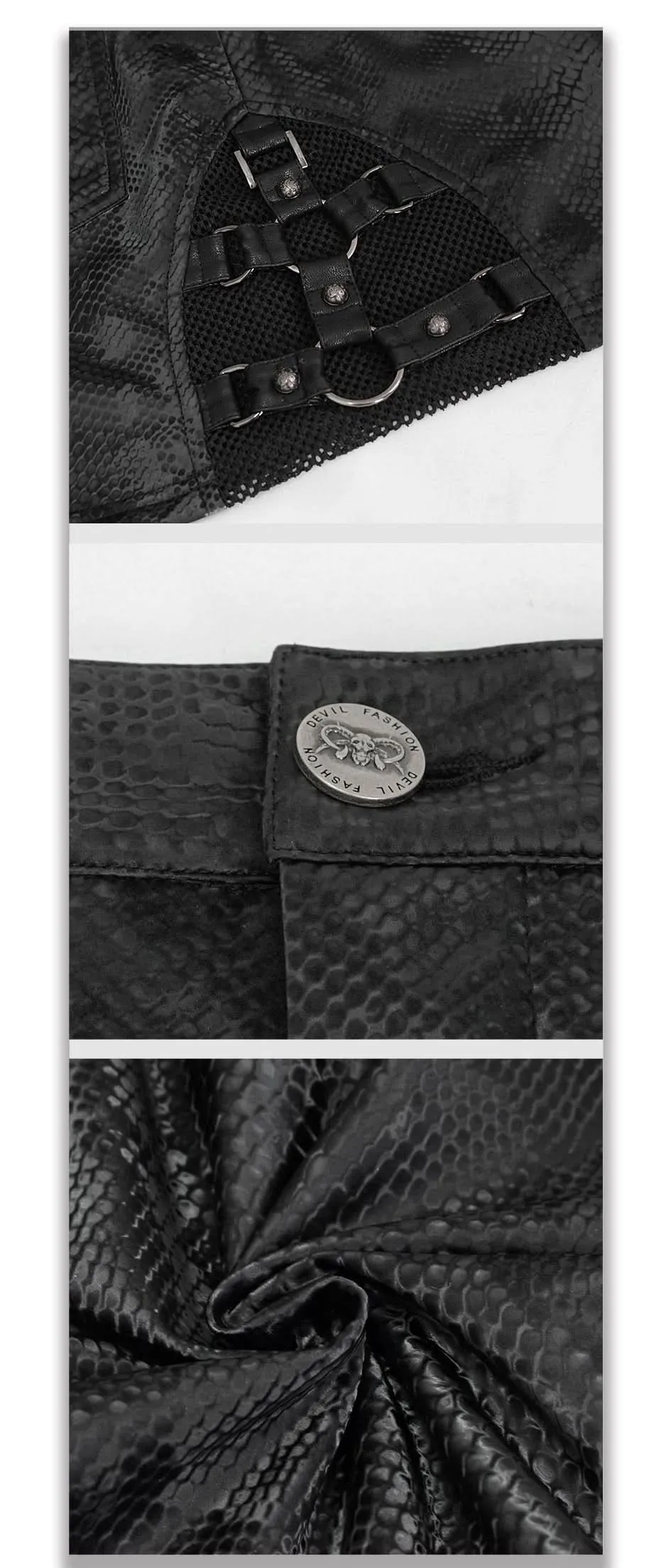 'Villisca' Punk Snakeskin Print Asymmetric Skirt