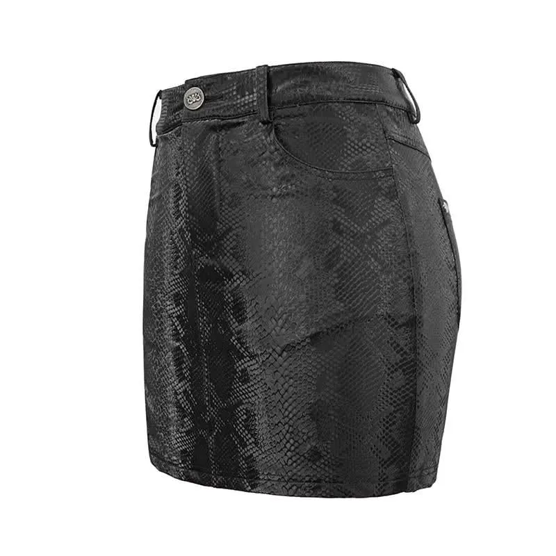 'Villisca' Punk Snakeskin Print Asymmetric Skirt