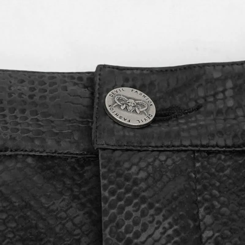 'Villisca' Punk Snakeskin Print Asymmetric Skirt