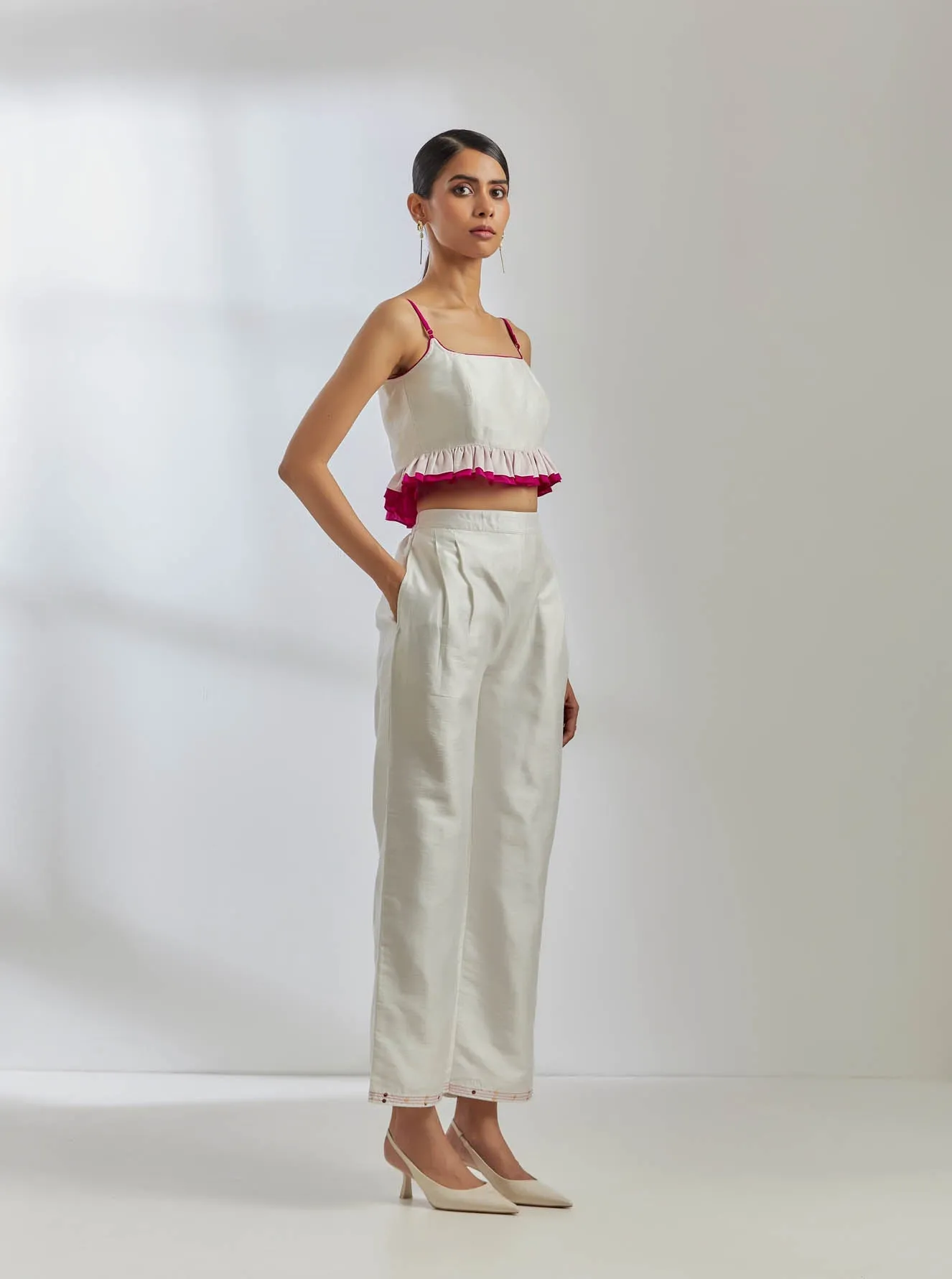 White Raw Silk Rigel Top