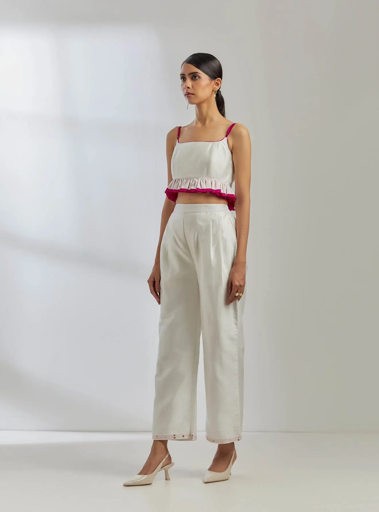 White Raw Silk Rigel Top
