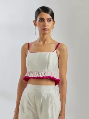 White Raw Silk Rigel Top