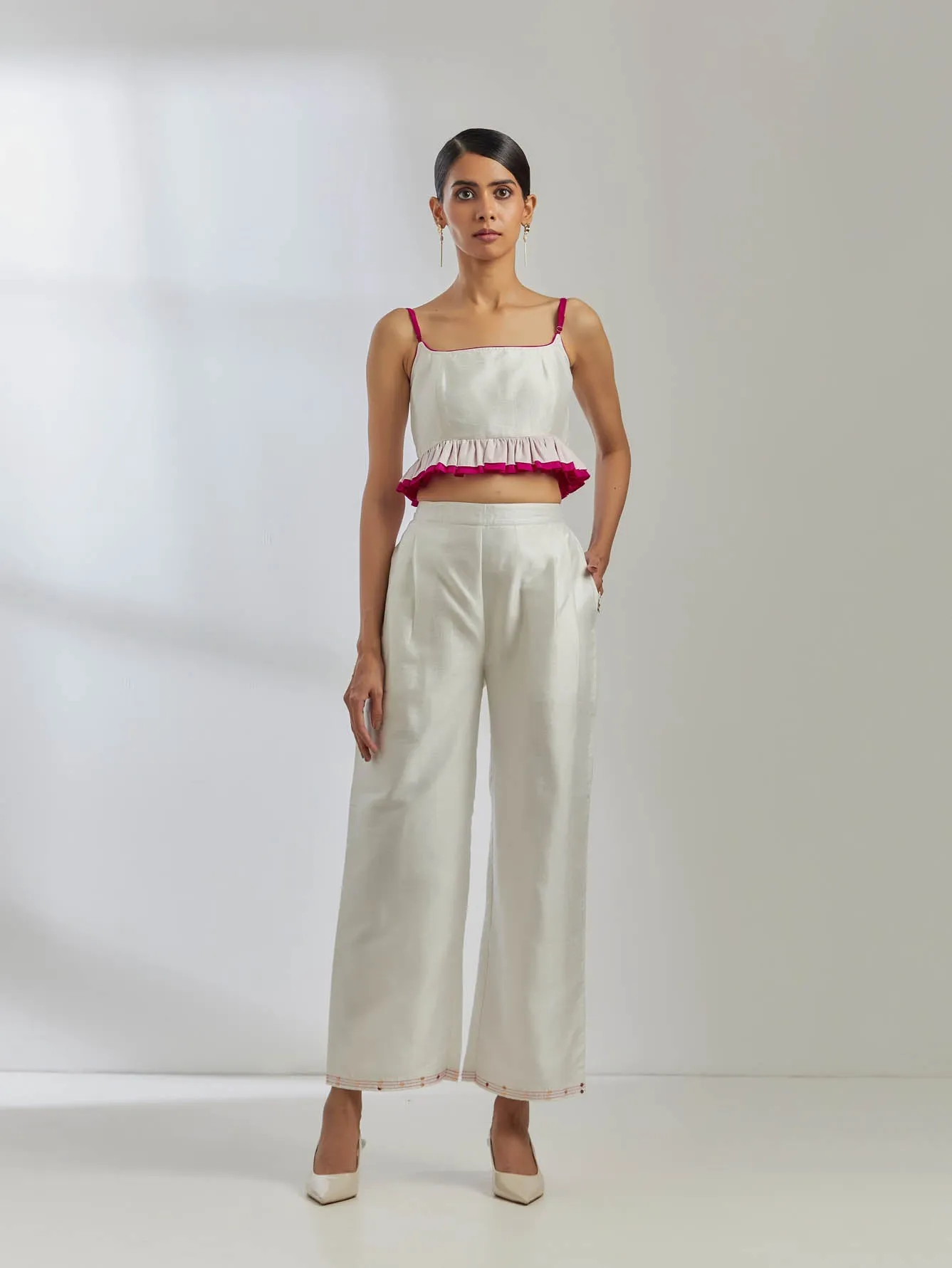 White Raw Silk Rigel Top