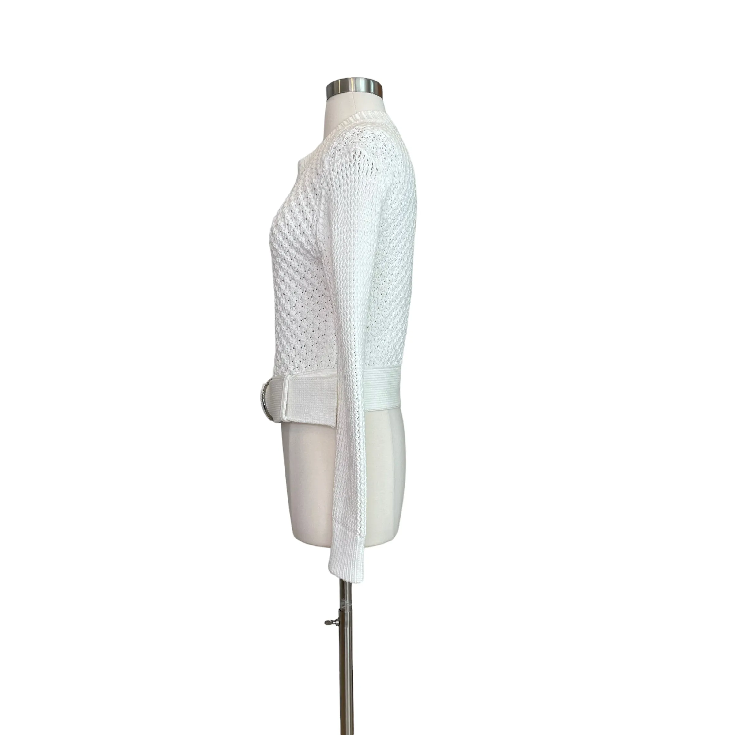 White Zip Cardigan - S