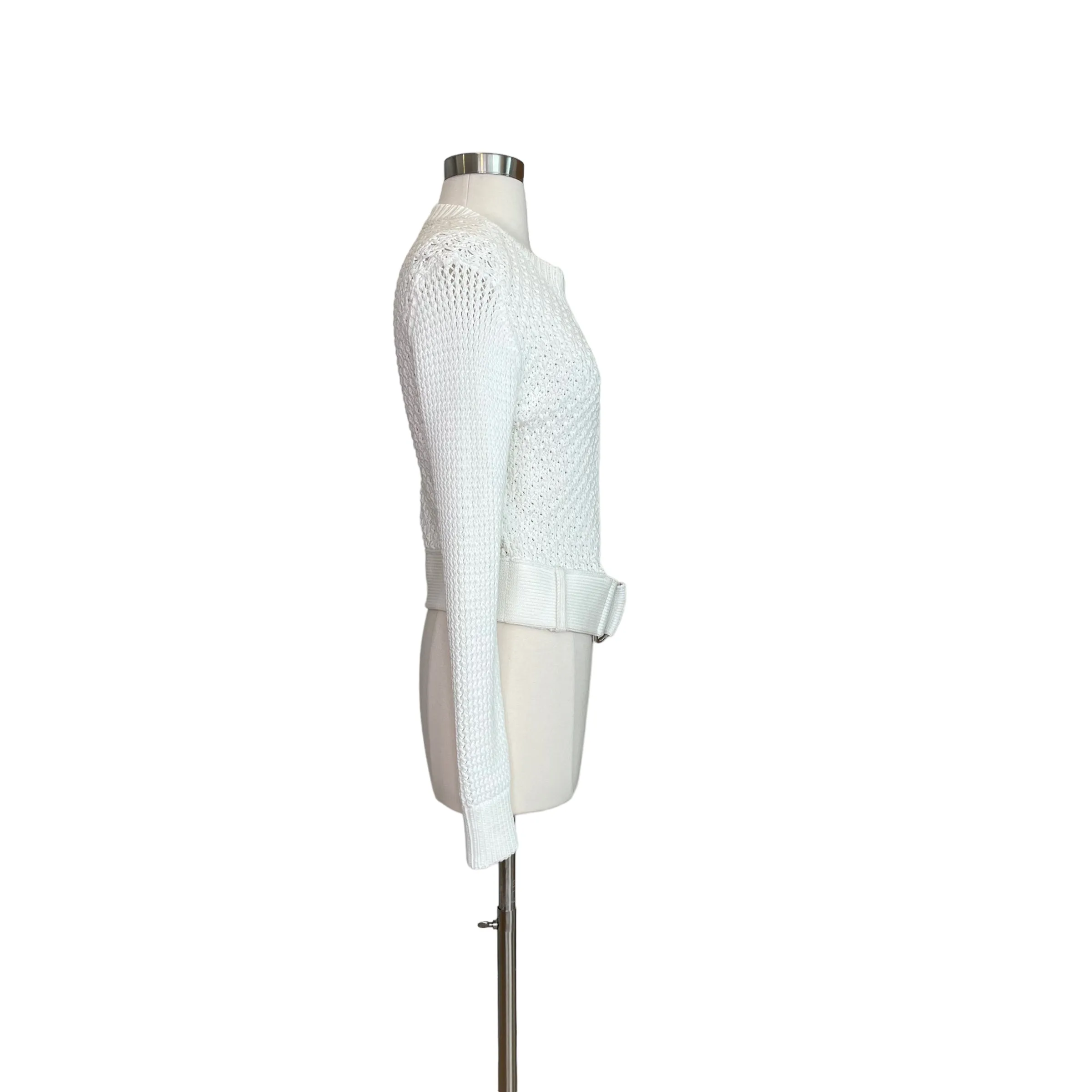 White Zip Cardigan - S