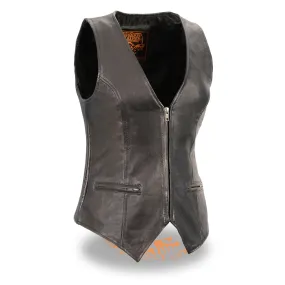 Women’s Black Lightweight Zipper Front Side Stretch Vest