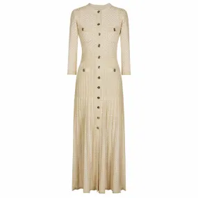 Womens Collarless Knited Midi Dress